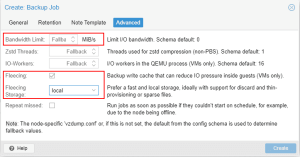 Define advanced backup settings for backup jobs in Proxmox Virtual Environment (VE)
